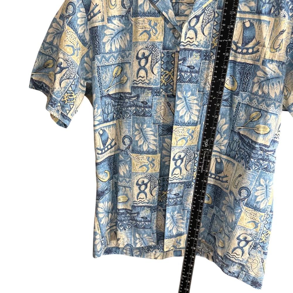 Jade Fashions Mens Hawaiian Shirt Aloha Print Blue Made in Hawaii Size L - Picture 4 of 5